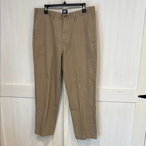 Lands’End beige khakis, traditional fit, plain front 100% Cotton size 34